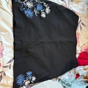 Roz & Ali Black Skirt with Blue and White Embroidery